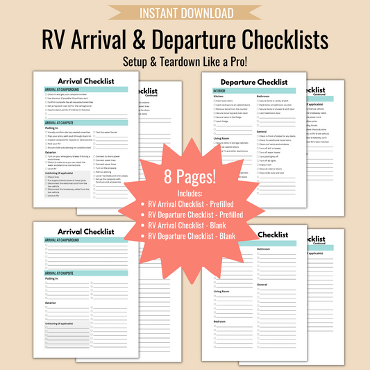 RV Arrival & Departure Checklists (Setup & Teardown)