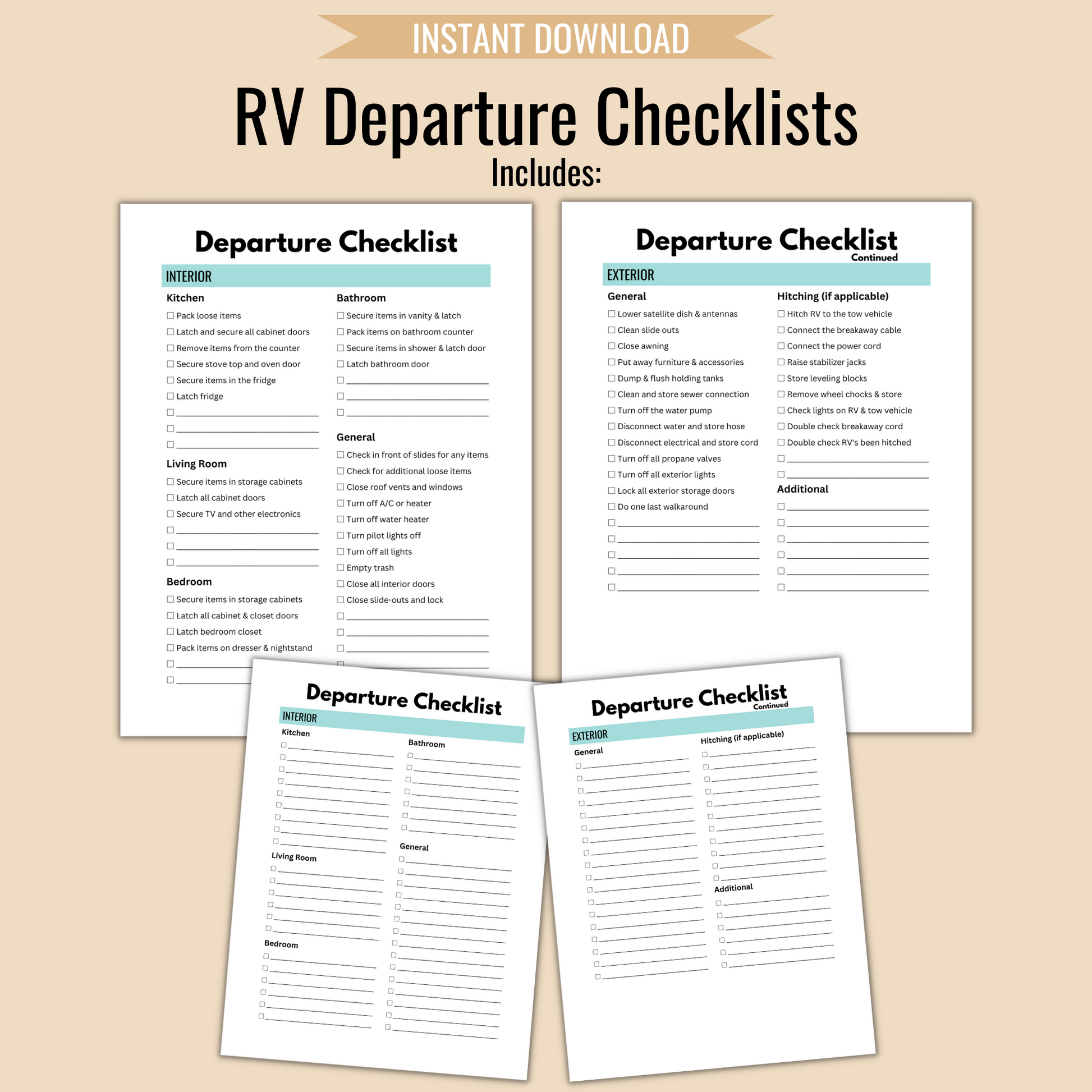 RV Departure Checklists