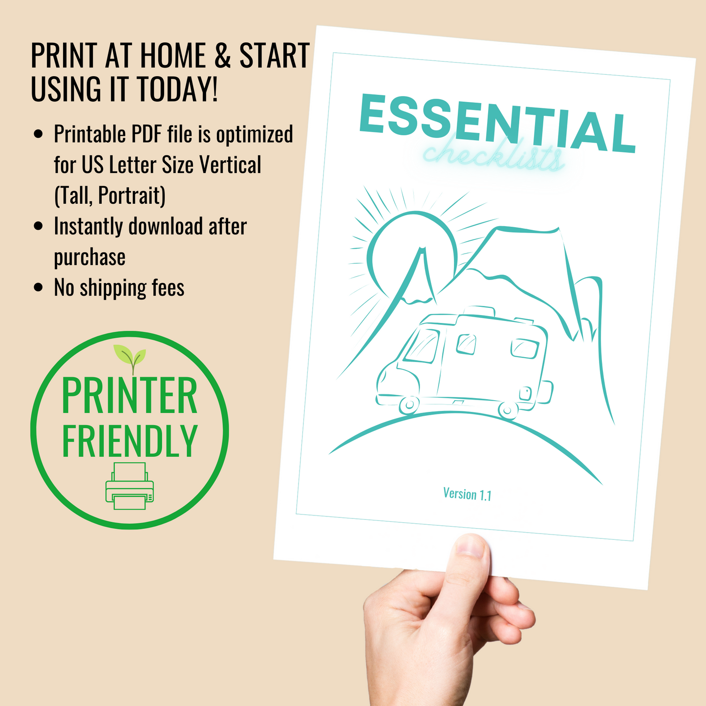 Essential RV Checklists Bundle Print Today