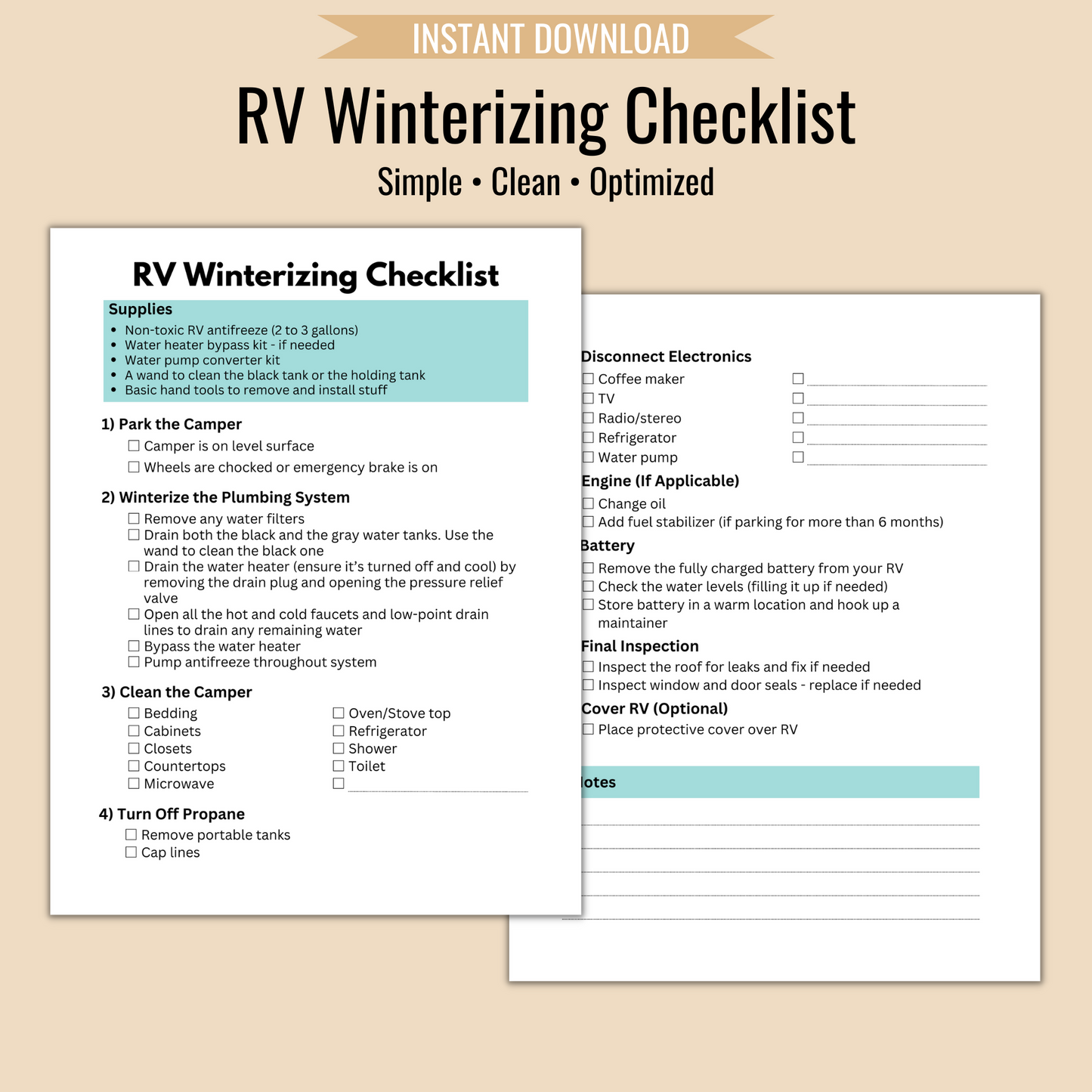 RV Winterizing Checklist