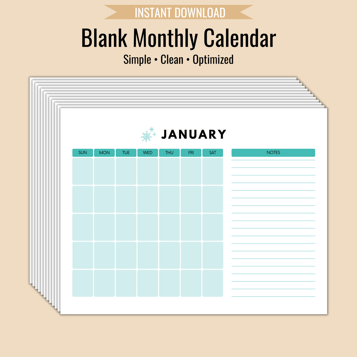 Blank Monthly Calendar (Printable & Reusable) - Camper FAQs