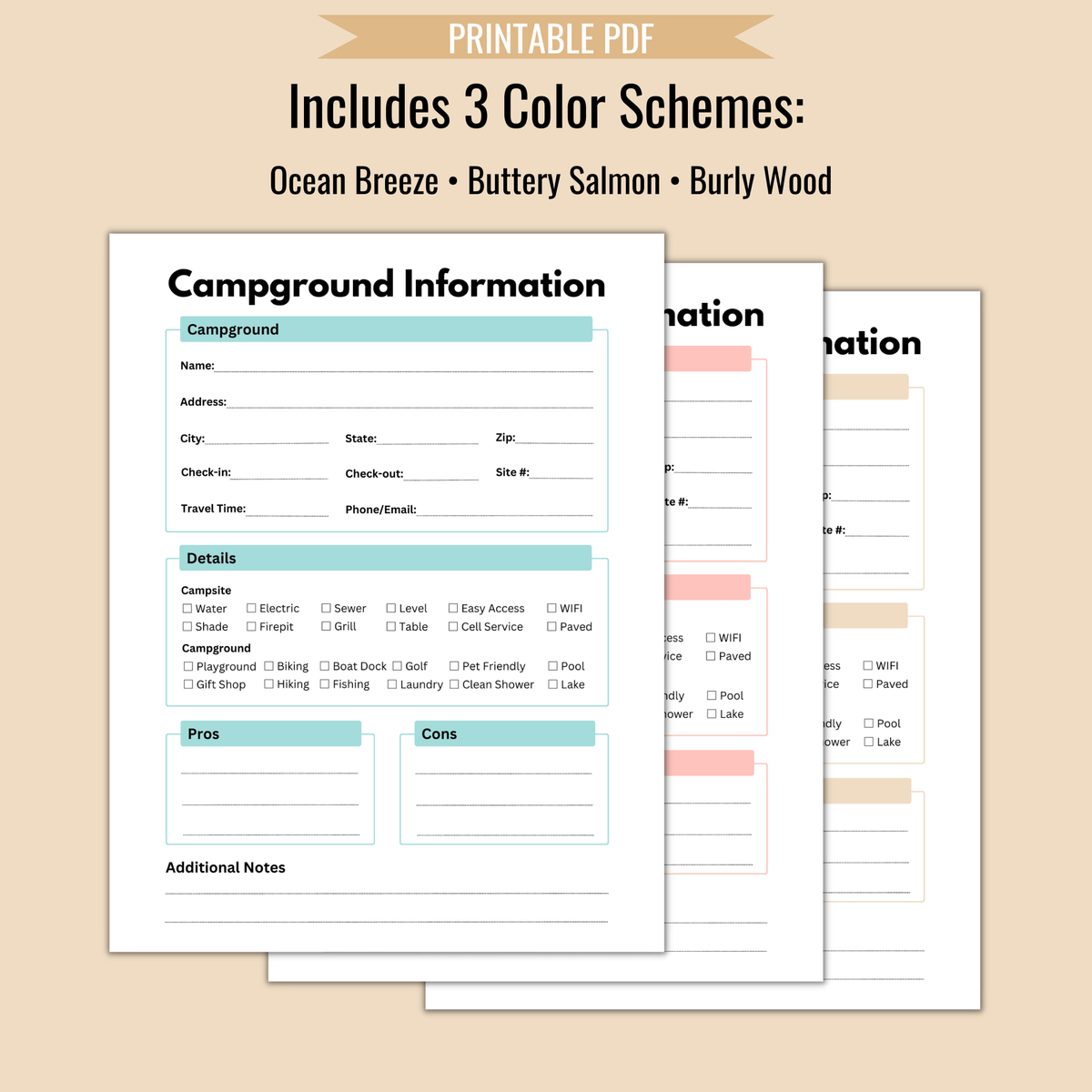 Campground Information Worksheet (Download & Print) – Camper FAQs
