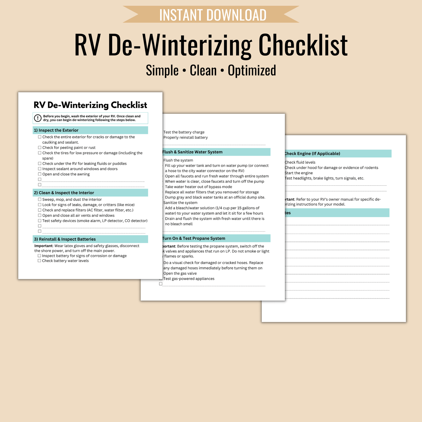 Essential RV Checklists Bundle - Camper FAQs