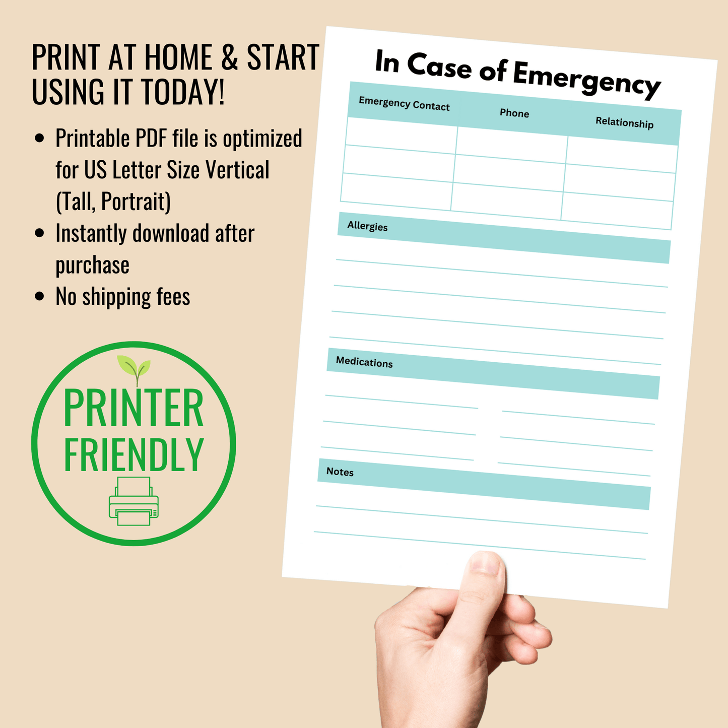 In Case of Emergency Worksheet - Camper FAQs