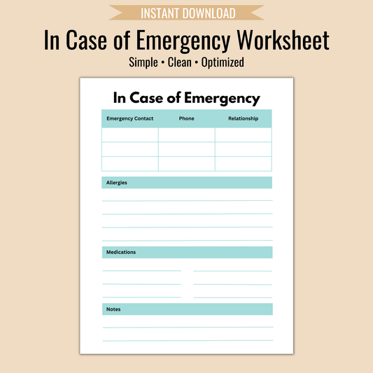 In Case of Emergency Worksheet - Camper FAQs