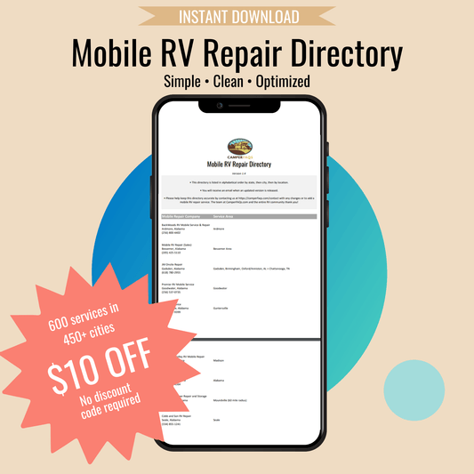 Mobile RV Repair Directory (Free Updates) - Camper FAQs