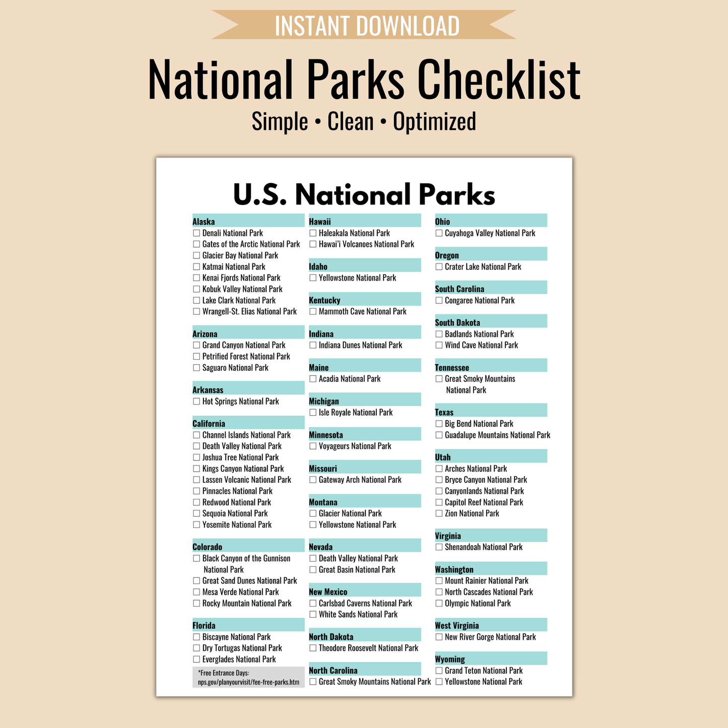National Parks Checklist - Camper FAQs