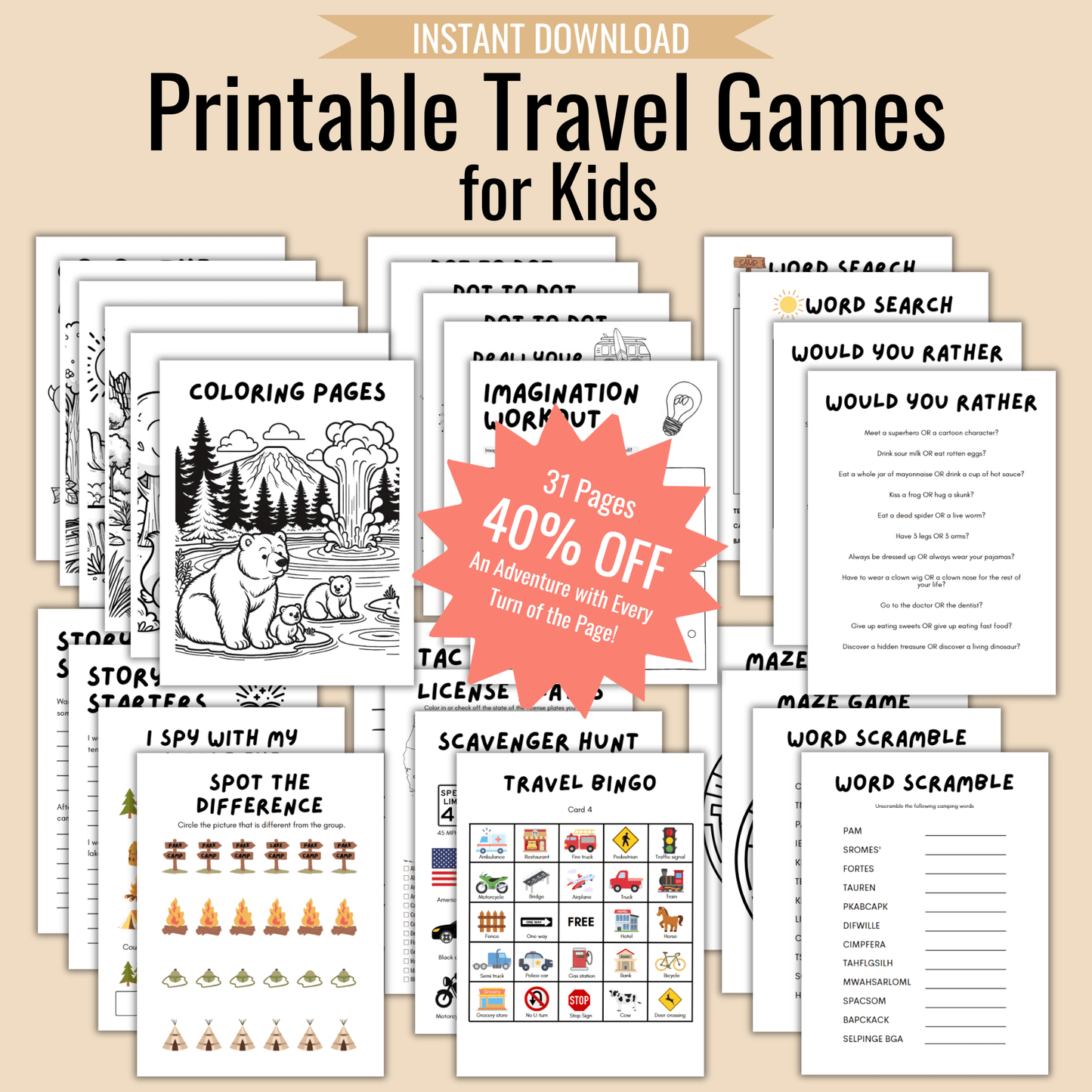 Printable Travel Games for Kids (Road Trip Activity Book) - Camper FAQs