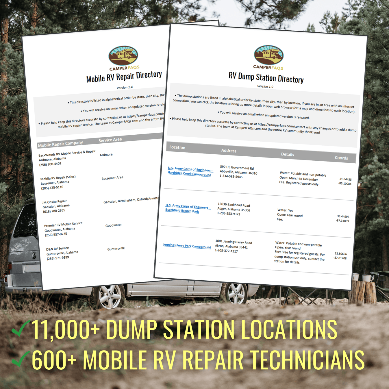 RV Dump Station & Mobile Repair Directory Bundle Camper FAQs