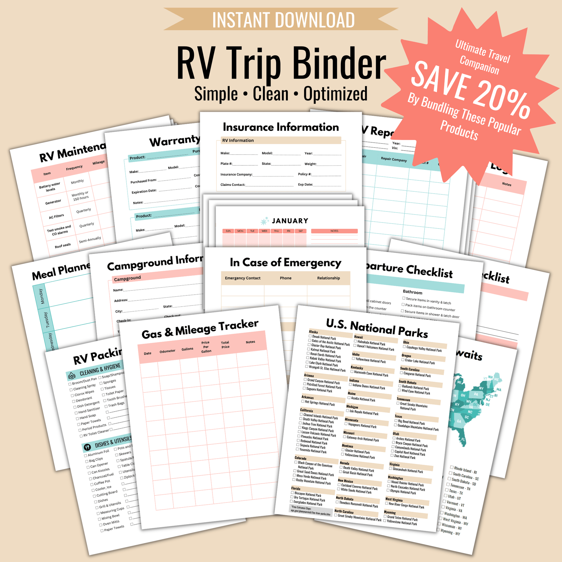 RV Trip Binder - Camper FAQs