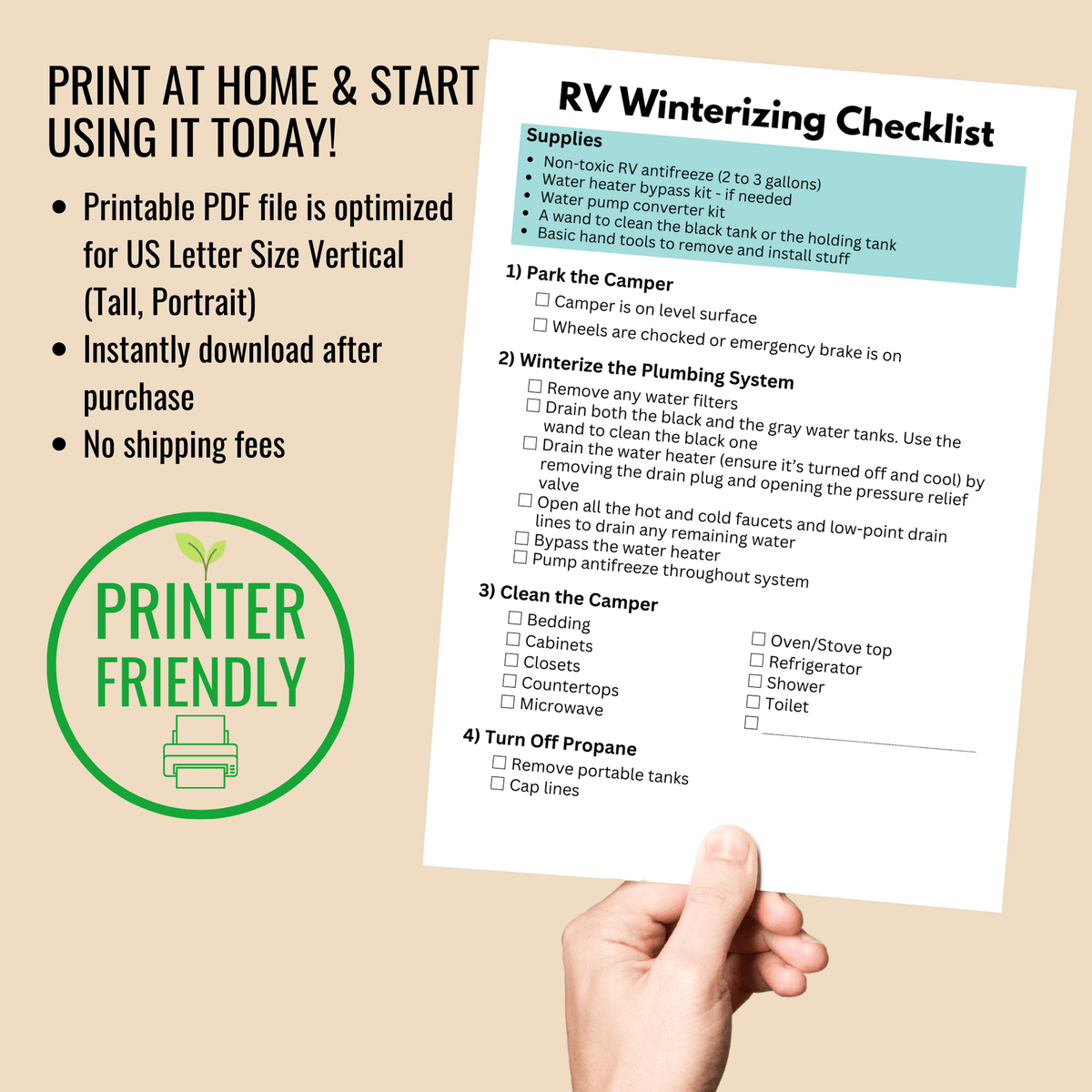 Rv Winterization Checklist.pdf RV Winterizing Checklist (Download & Print) – Camper FAQs