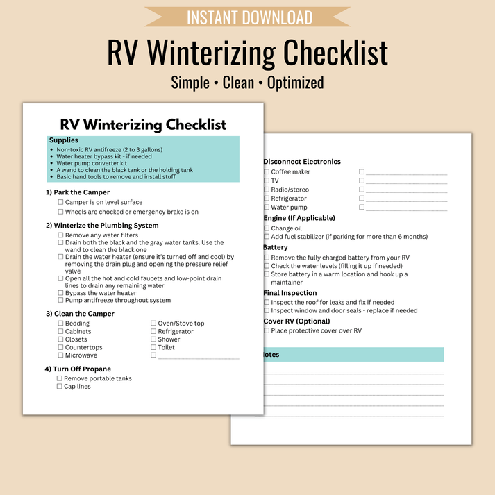 RV Winterizing Checklist (Download & Print) Camper FAQs